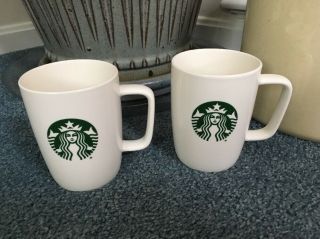 2017 Starbucks Mermaid Siren Logo White Green 10.  8 Oz Ceramic Coffee/tea 2 Mugs