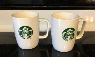 2017 STARBUCKS Mermaid Siren Logo White Green 10.  8 oz Ceramic Coffee/Tea 2 Mugs 3