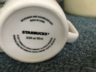 2017 STARBUCKS Mermaid Siren Logo White Green 10.  8 oz Ceramic Coffee/Tea 2 Mugs 5