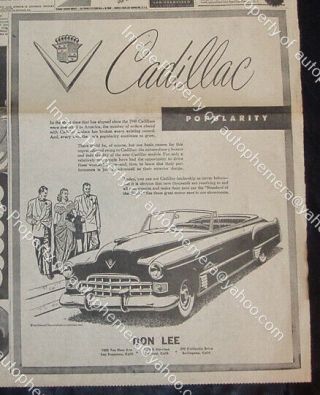 1948 Cadillac Convertible 16x22 " Newspaper Ad,  Studebaker Ad On Back