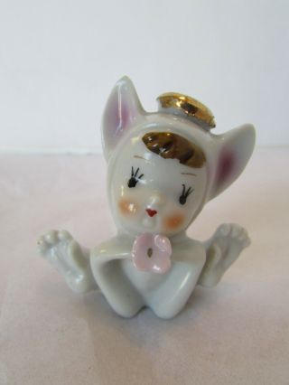 Vintage Japan Ceramic Woodland Bunny Rabbit Fox Girl Pixie Figurine Heart Love