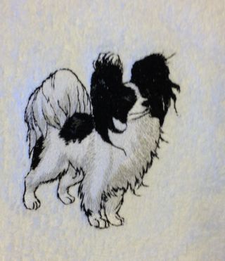 Papillon,  Hand Towel,  Embroidered,  Custom,  Personalized,  Dog,  Black And White