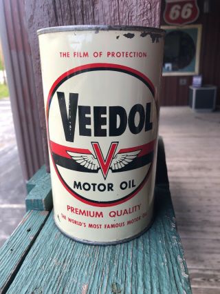 Vintage Veedol Motor Oil Can Imperial Quart Metal Canadian Ships Us