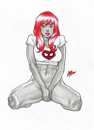 Mary Jane By Lucas Silva - Art Pinup Drawing