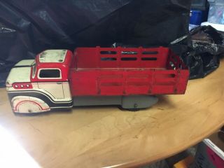 1950s Structo Cattle Truck Pressed Steel Red And White
