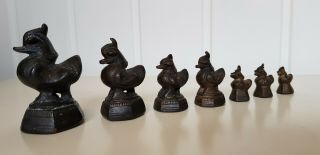 Rare 7x Opitum Chinese/burmese Duck Solid Bronze Weights 574grams