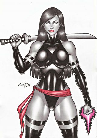 Psylocke X - Men By Carlos Augusto - Art Pinup Drawing