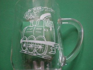 Personalised Freehand Engraved Pint Beer Glass Tankard Steam Train,  Name