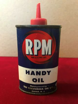 Rpm Handy Oil Tin Oval Top Empty 3fl Oz California Oil Co