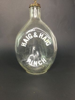 Vintage Haig & Haig Pinch Scots Whisky Bottle Glass With Wire & Cap.  Empty 9x843