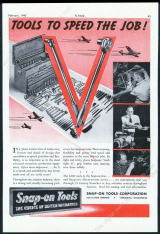 1943 Snap On Tools Tool Set V For Victory Photo Vintage Print Ad