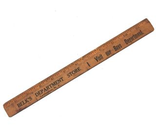 Vintage Wooden Ruler Adv Belk 