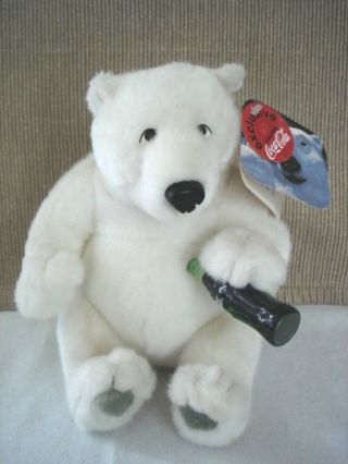 Coca - Cola Collectible Plush Polar Bear With Coke Bottle 1999 9 " Tall Nwt