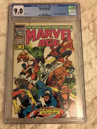 Marvel Age 12 (1984) Cgc 9.  0.  1st Spider - Man Black Costume (before A.  S.  252).