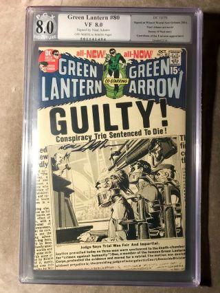 Green Lantern Green Arrow 80 Gorgeous 8.  0 Pgx Not Cgc Signed By Neal Adams