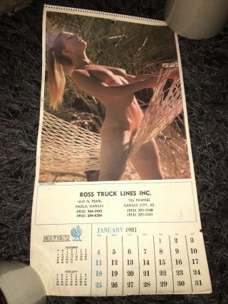 Vintage Advertising Calendar 1981 Nude Pin Up Girl Full 12 Month Ross Truck