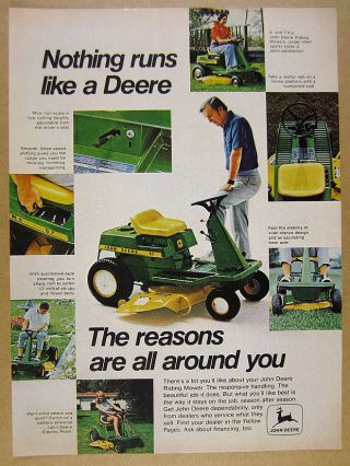 1974 John Deere Model 57 Riding Mower Color Photos Vintage Print Ad