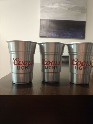 Set Of 3 Aluminum Coors Light Ny Giants Solo Cup