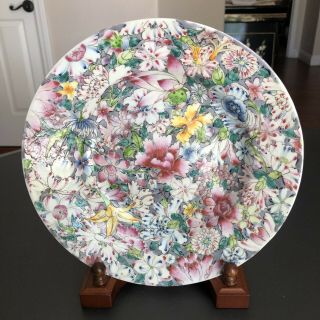 Antique Chinese Famille Rose Hundred Flowers Plate