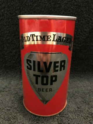 Old Vintage Flat - Top / Pull - Tab Silver Top Beer 12 Oz.  Tin Can