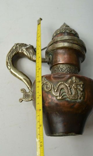Antique Tibetan copper silver Coffee pot with Dragon handle 6