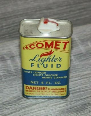 Vintage Comet Lighter Fluid 4 Oz Can Empty