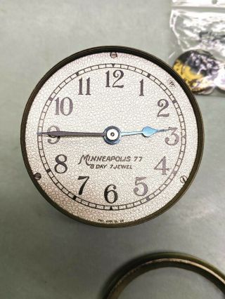 Vtg Minneapolis - Tycos Thermometer/ Minneapolis - 77 8 Day 7 Jewel Clock,  1918,  1926 3