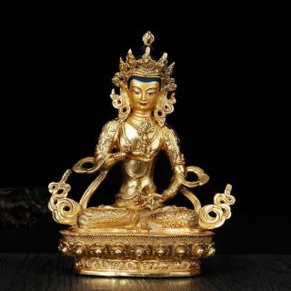 8.  5 " Exquisite Antique Tibet Copper Gilt Hand Painting Vajrasattva Buddha Statue