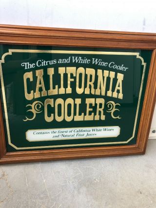 Vintage California Cooler Wine Bar Sign Mirror Beer Sign Framed 19 X 15.