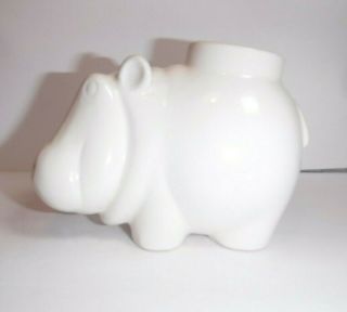 Vintage White Porcelain Smiling Hippo Bud Vase - Nancy Lopez 1977 - Japan