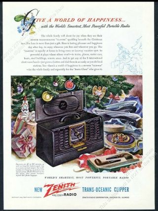 1946 Zenith Transoceanic Trans - Oceanic Clipper Radio Art Vintage Print Ad