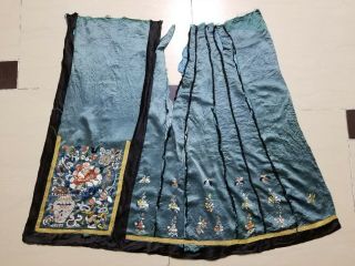 Antique Chinese Silk Hand Embroidered Skirt Panel (y251)