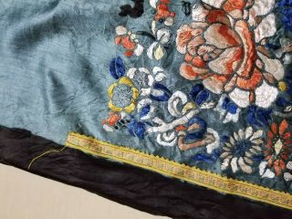 Antique Chinese Silk Hand Embroidered Skirt Panel (Y251) 8