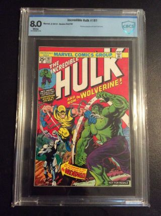 The Incredible Hulk 181 Cbcs 8.  0 Marvel Comics 1st App Wolverine Hasbro Edition