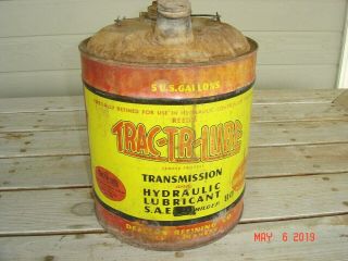 Vintage Trac - Tr - Lube 5 Gal Oil Can Ford Tractor,  Dealer Refining Wichita,  Ks