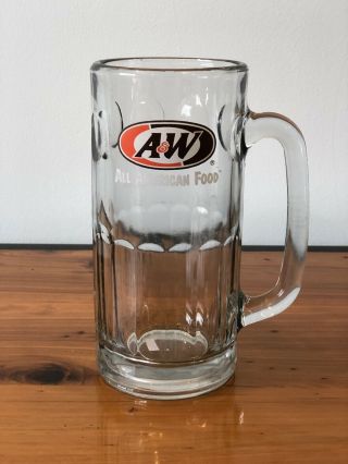 Vintage Large A&w Root Beer Heavy Thick Tall Glass Mug Floats Rare