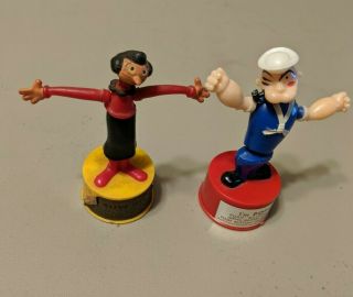 Vtg Kohner Bros Syndicate Push Button Puppets Popeye And Olive Oyl