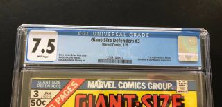 Giant Size Defenders 3 - CGC 7.  5 - White pgs - Marvel Comics - 1st Korvac - SEE MY STORE 3