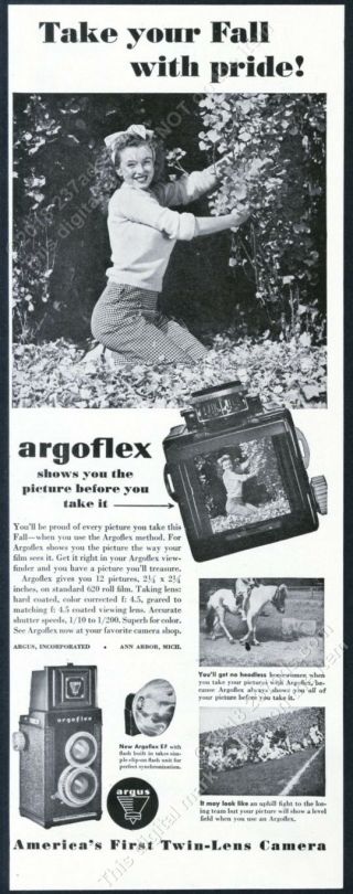 1948 Marilyn Monroe Photo Argus Argoflex Camera Vintage Print Ad