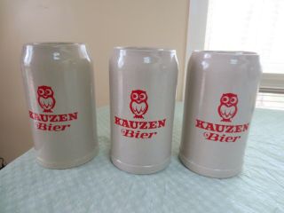 (3) Kauzen Bier 1 Liter Stoneware Steins