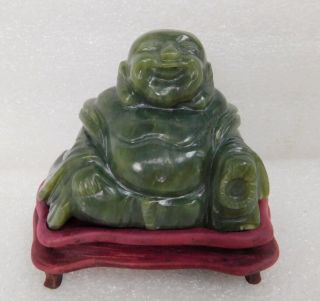 Old Vintage Chinese Carved Spinach Jade Buddah Statue Figurine Antique Tibet