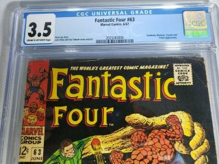 1967 Marvel Fantastic Four 63 CGC 3.  5 Stan Lee Jack Kirby 2025282009 2