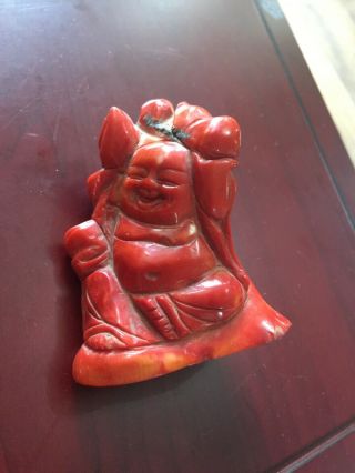 Rare Antique Carved Chinese / Japanese Carved Red Coral Figure Statue 140g