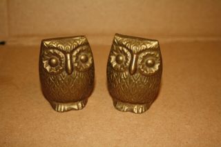 Vintage Set 2 Terrybear Brass Great Horned Owls Figurines Very Cute $12 F/s