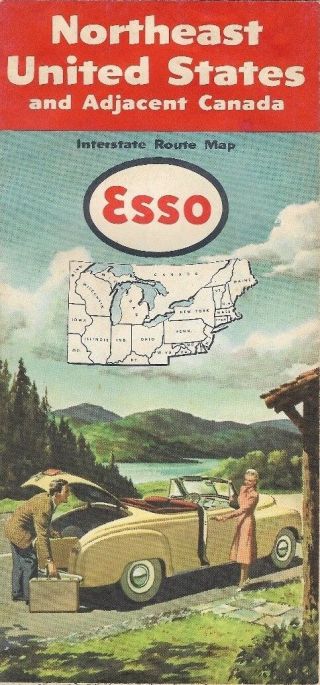 1951 Esso Standard Oil Road Map Northeastern United States York Michigan