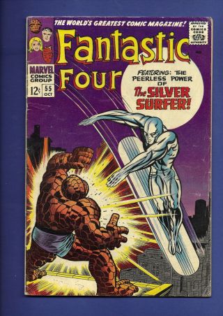 Fantastic Four 55 Silver Age Classic Surfer Vs Thing Cover Kirby Lee Marvel