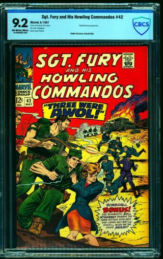 Sgt.  Fury And His Howling Commandos 42 Cbcs Nm - 9.  2 Off White To White