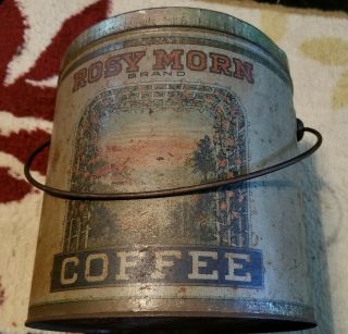Vintage Rosy Morn Brand Coffee Tin Advertising Collectible 1 Lb Can