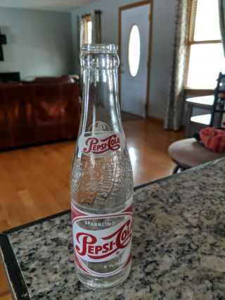 Vintage Sparkling Pepsi - Cola Clear Glass Soda Bottle,  8 Fl Oz