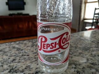 Vintage Sparkling Pepsi - Cola Clear Glass Soda Bottle,  8 FL OZ 3